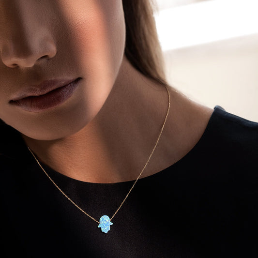 Blue Hamsa Hand Necklace