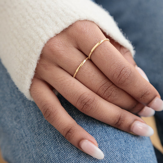 White Semi Beaded Ring