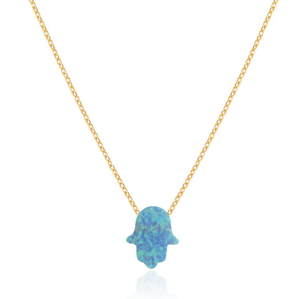 Blue Hamsa Hand Necklace